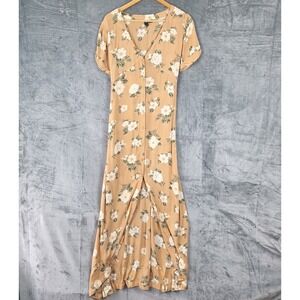 Volcom Shirt Dress Small Babydoll Y2K Floral Maxi Bloomcore Vacation Gauze Beach